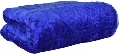 RIAN Super Soft Mink Plain Blanket for Double Bed (Blue)