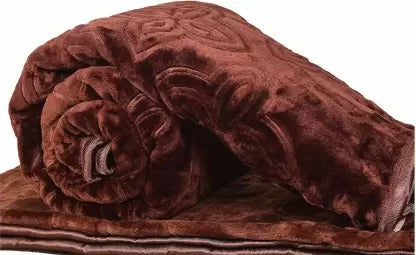 RIAN Super Soft Mink Plain Blanket for Double Bed (Brown)